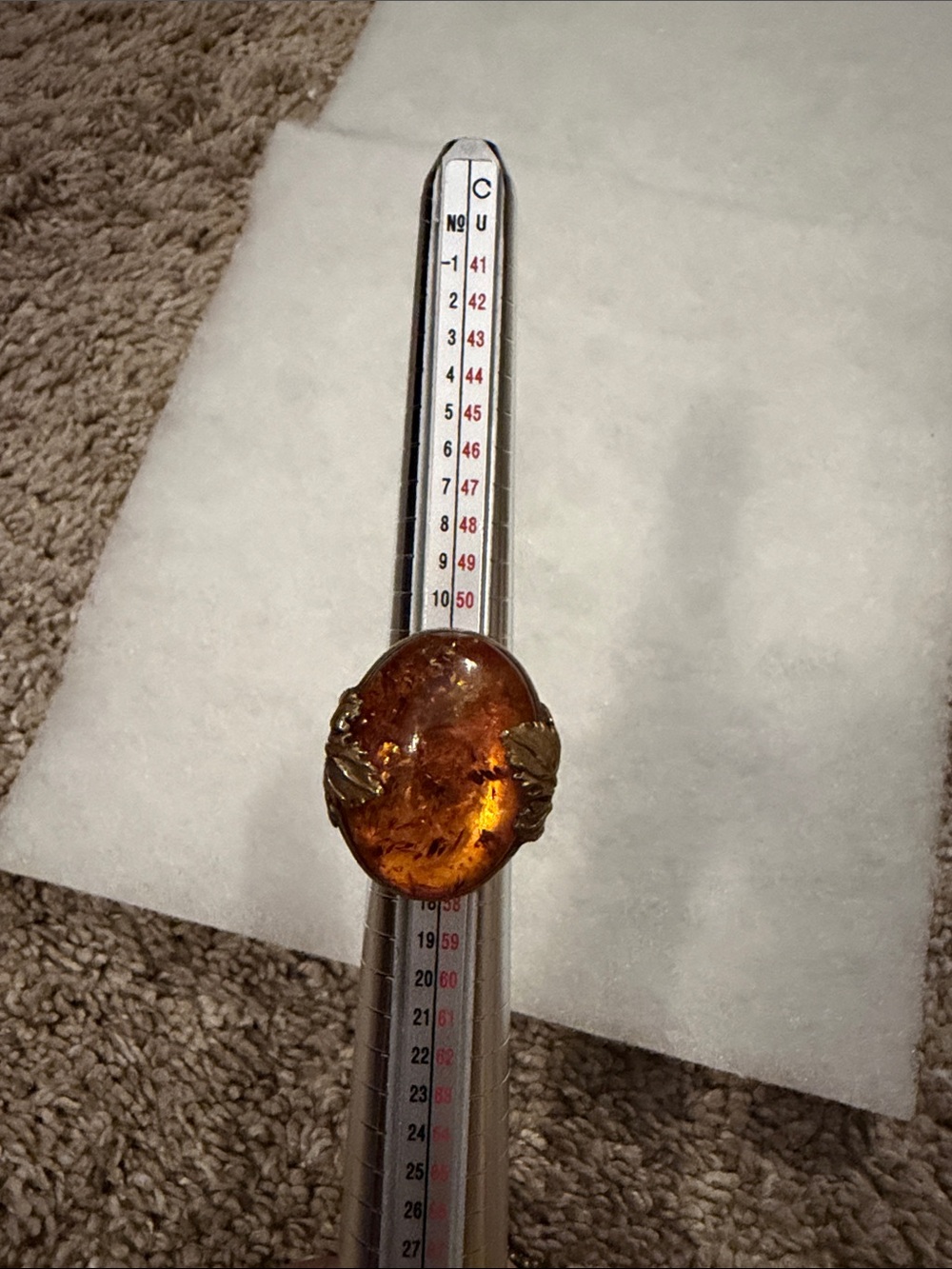Amber Oval Statement Ring - Women's Jewelry Vintage size 6.5/6.75